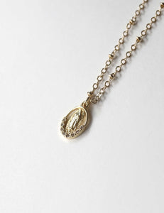Kids Guadalupe necklace on rhodium chain with small pendant